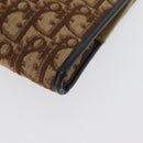 Christian Dior Trotter Canvas Pouch Brown Gold Auth YKZ187-15