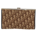 Christian Dior Trotter Canvas Pouch Brown Gold Auth YKZ187-2