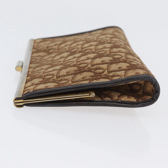 Christian Dior Trotter Canvas Pouch Brown Gold Auth YKZ187