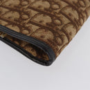 Christian Dior Trotter Canvas Pouch Brown Gold Auth YKZ187-7