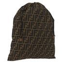 FENDI Zucca Canvas Drawstring Bag Clutch Bag Black Brown Auth YKZ188A-1