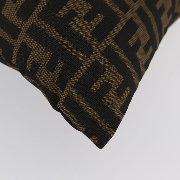 FENDI Zucca Canvas Drawstring Bag Clutch Bag Black Brown Auth YKZ188A