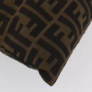 FENDI Zucca Canvas Drawstring Bag Clutch Bag Black Brown Auth YKZ188A-15