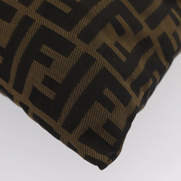 FENDI Zucca Canvas Drawstring Bag Clutch Bag Black Brown Auth YKZ188A