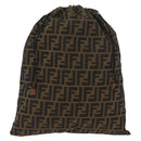 FENDI Zucca Canvas Drawstring Bag Clutch Bag Black Brown Auth YKZ188A-13