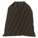 FENDI Zucca Canvas Drawstring Bag Clutch Bag Black Brown Auth YKZ188A-2