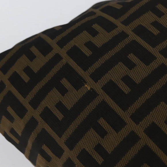 FENDI Zucca Canvas Drawstring Bag Clutch Bag Black Brown Auth YKZ188A