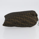 FENDI Zucca Canvas Drawstring Bag Clutch Bag Black Brown Auth YKZ188A-4