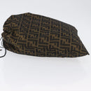 FENDI Zucca Canvas Drawstring Bag Clutch Bag Black Brown Auth YKZ188A-5