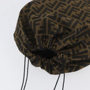 FENDI Zucca Canvas Drawstring Bag Clutch Bag Black Brown Auth YKZ188A-7