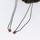 FENDI Zucca Canvas Drawstring Bag Clutch Bag Black Brown Auth YKZ188A-8