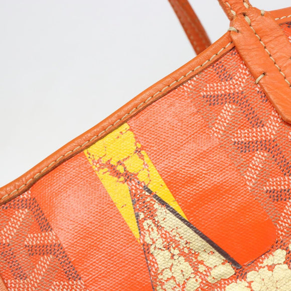 GOYARD Herringbone Saint Louis PM Tote Bag PVC Orange Auth YKZ190