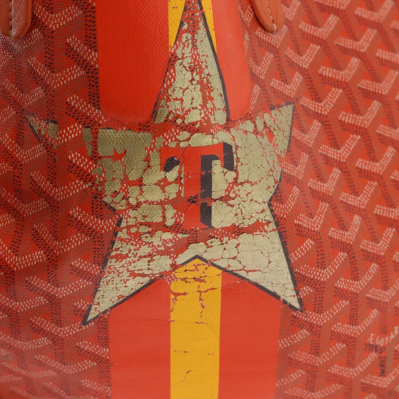 GOYARD Herringbone Saint Louis PM Tote Bag PVC Orange Auth YKZ190