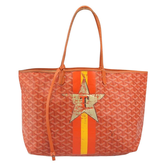 GOYARD Herringbone Saint Louis PM Tote Bag PVC Orange Auth YKZ190