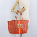 GOYARD Herringbone Saint Louis PM Tote Bag PVC Orange Auth YKZ190-20