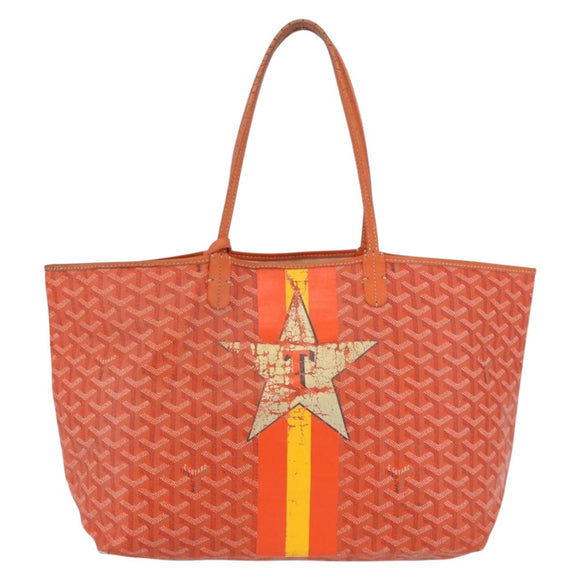 GOYARD Herringbone Saint Louis PM Tote Bag PVC Orange Auth YKZ190
