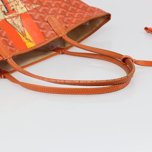 GOYARD Herringbone Saint Louis PM Tote Bag PVC Orange Auth YKZ190