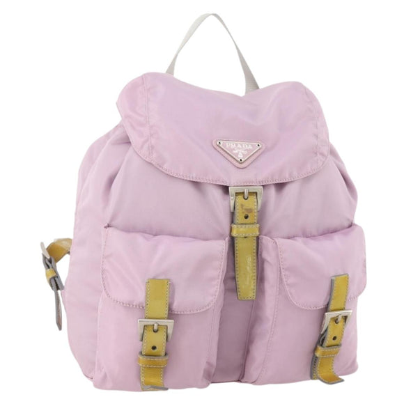 PRADA Backpack Nylon Pink Silver Auth YKZ194