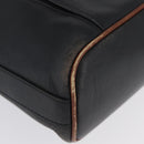 CELINE Tote Bag Leather Black Brown gold Auth YKZ204-9
