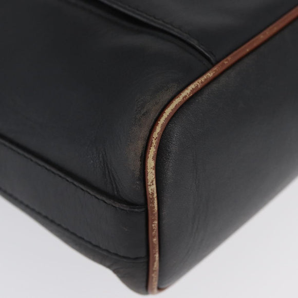 CELINE Tote Bag Leather Black Brown gold Auth YKZ204