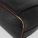 CELINE Tote Bag Leather Black Brown gold Auth YKZ204-14