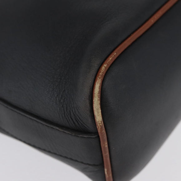CELINE Tote Bag Leather Black Brown gold Auth YKZ204