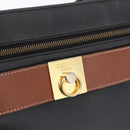 CELINE Tote Bag Leather Black Brown gold Auth YKZ204-17
