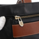 CELINE Tote Bag Leather Black Brown gold Auth YKZ204-18