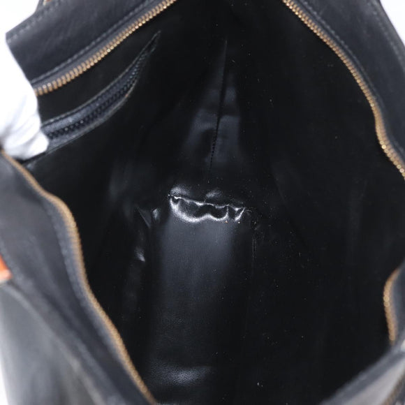 CELINE Tote Bag Leather Black Brown gold Auth YKZ204