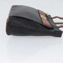 CELINE Tote Bag Leather Black Brown gold Auth YKZ204-3