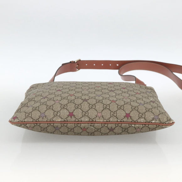 GUCCI GG Supreme Shoulder Bag PVC Beige Gold 201446 Auth YKZ206