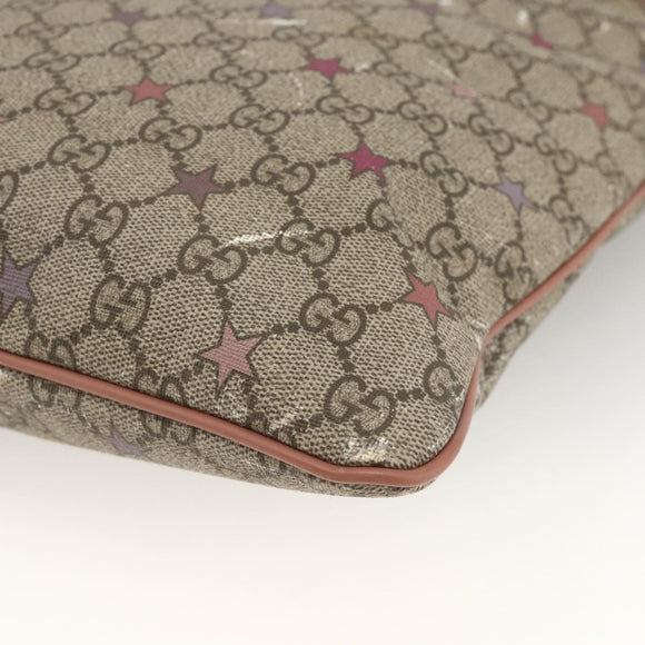 GUCCI GG Supreme Shoulder Bag PVC Beige Gold 201446 Auth YKZ206