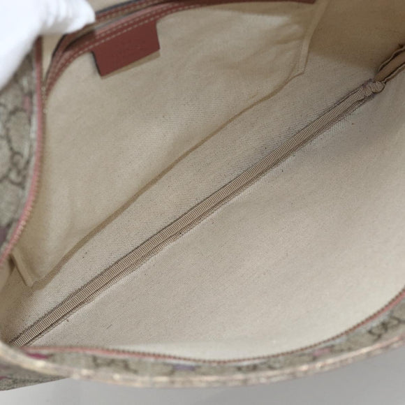 GUCCI GG Supreme Shoulder Bag PVC Beige Gold 201446 Auth YKZ206
