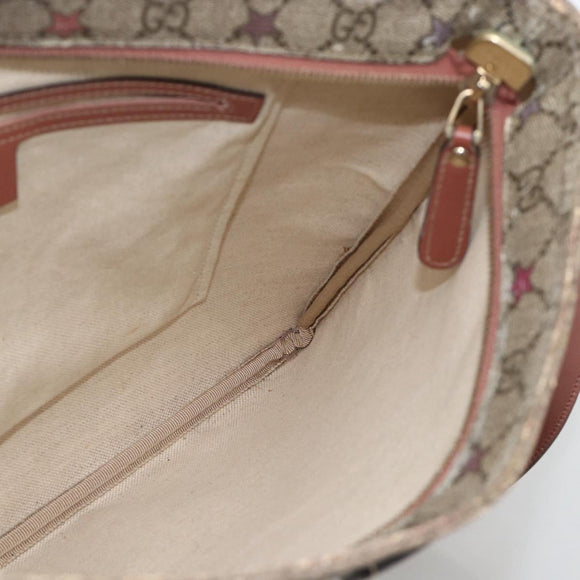 GUCCI GG Supreme Shoulder Bag PVC Beige Gold 201446 Auth YKZ206