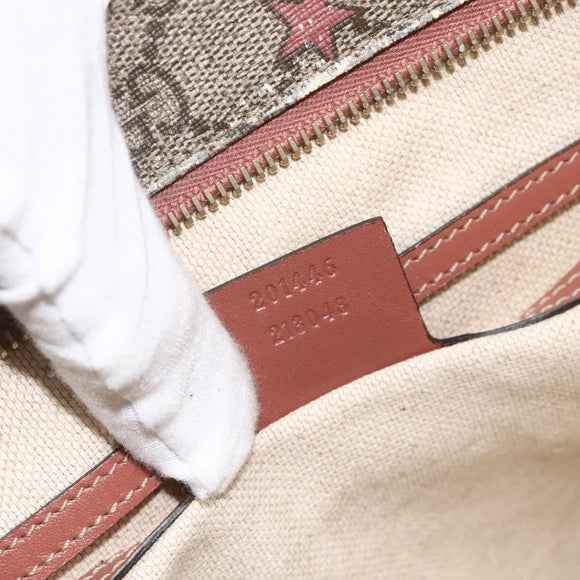 GUCCI GG Supreme Shoulder Bag PVC Beige Gold 201446 Auth YKZ206