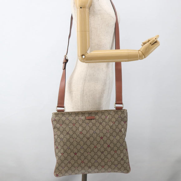 GUCCI GG Supreme Shoulder Bag PVC Beige Gold 201446 Auth YKZ206