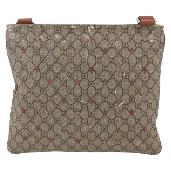 GUCCI GG Supreme Shoulder Bag PVC Beige Gold 201446 Auth YKZ206