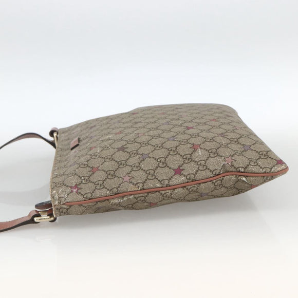 GUCCI GG Supreme Shoulder Bag PVC Beige Gold 201446 Auth YKZ206