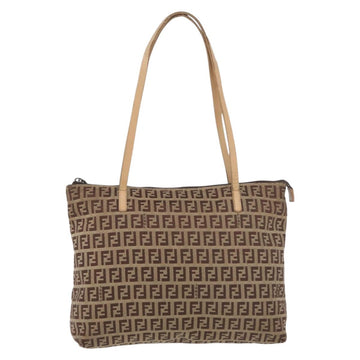 FENDI Zucchino Canvas Hand Bag Beige Silver Auth YKZ207 - 0