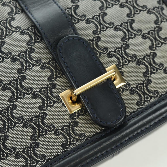 CELINE Macadam Canvas Shoulder Bag Black Gold Auth YKZ208V