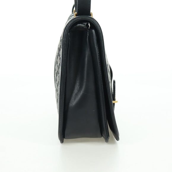 CELINE Macadam Canvas Shoulder Bag Black Gold Auth YKZ208V