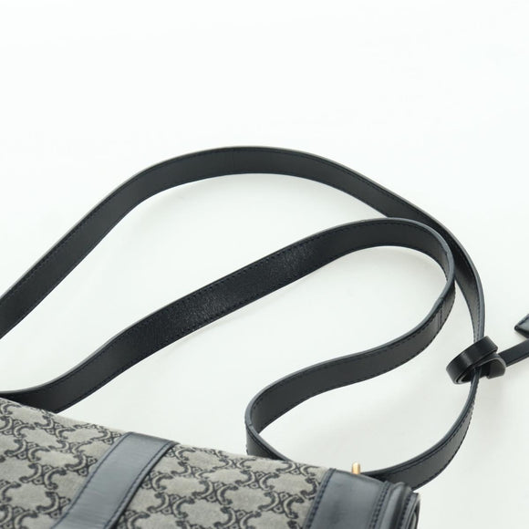 CELINE Macadam Canvas Shoulder Bag Black Gold Auth YKZ208V