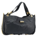 Jimmy Choo Shoulder Bag Leather Black Gold Auth YKZ210-1