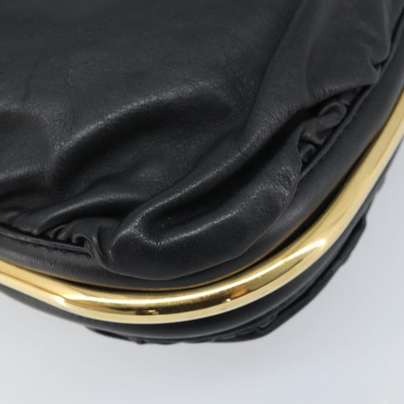 Jimmy Choo Shoulder Bag Leather Black Gold Auth YKZ210