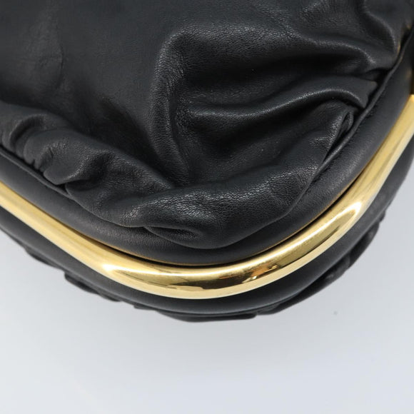 Jimmy Choo Shoulder Bag Leather Black Gold Auth YKZ210