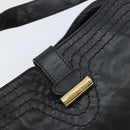 Jimmy Choo Shoulder Bag Leather Black Gold Auth YKZ210-14