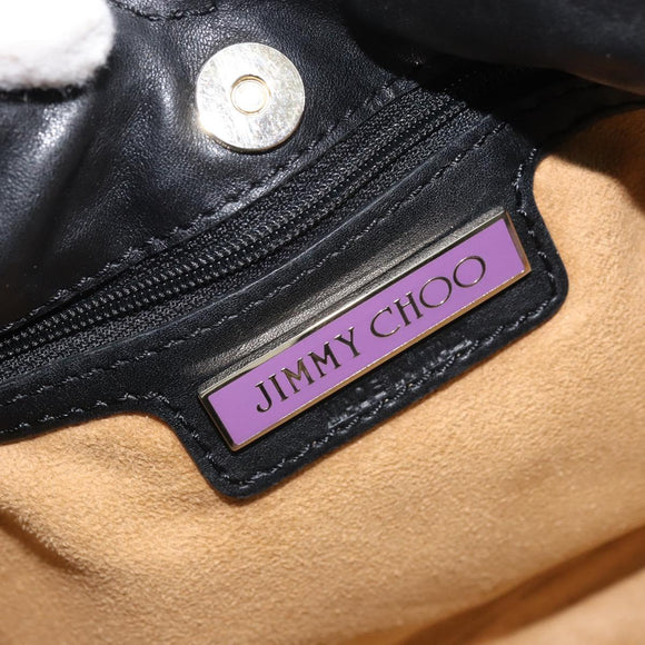 Jimmy Choo Shoulder Bag Leather Black Gold Auth YKZ210