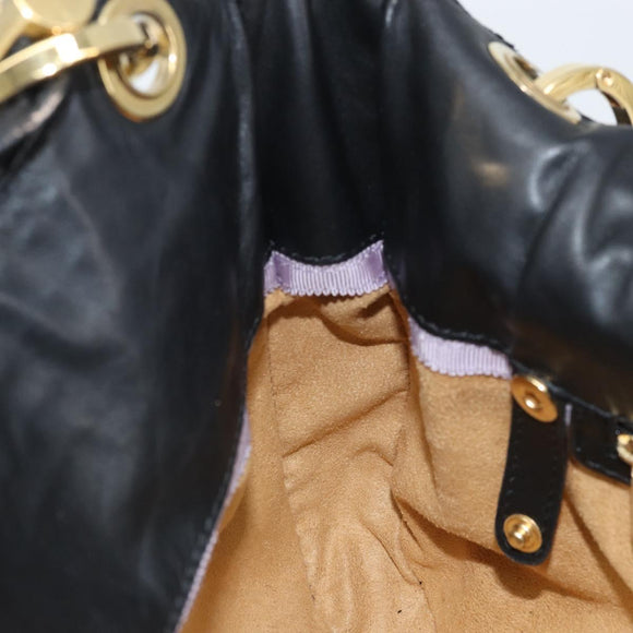 Jimmy Choo Shoulder Bag Leather Black Gold Auth YKZ210