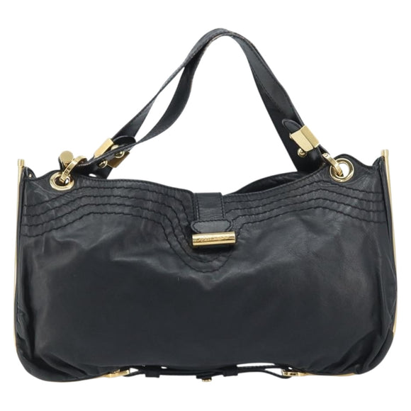 Jimmy Choo Shoulder Bag Leather Black Gold Auth YKZ210