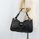 Jimmy Choo Shoulder Bag Leather Black Gold Auth YKZ210-22